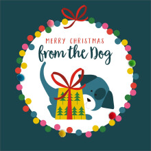 Claire Giles Greeting Cards, Happy Christmas From the Dog Card, Bauble design xmas Gr