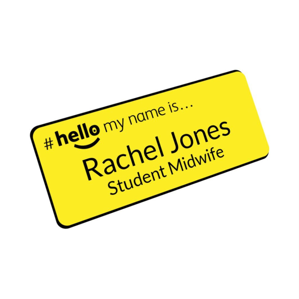 Photos - Other Office Equipment Customised Print Hello My Name is Badge Yellow/Black 76 x 32 mm Dementia Friendly Doc
