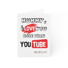 Mother's Day Greeting Card - 'Mummy, I Love You More Than YouTube' - Red Brushed Love Design - Heartfelt Gift for Mom