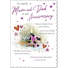 Piccadilly Greetings Traditional Annivesary Card Mum & Dad - 9 x 6 inches
