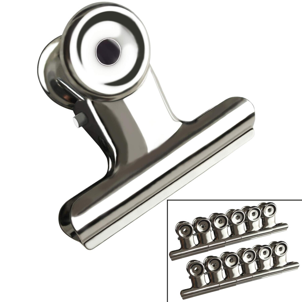 Fzgusyaf 38Mm Bulldog Clips Round Paper Binder Silver Stainless Steel File Clamps Home Office Supplies - 12 Pack 5051227155290