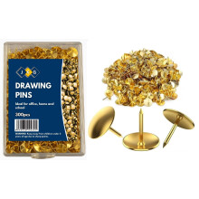 JKG 300 x Metal Drawing Push Pins - Gold Notice Board Push Pins | Pins For Cork Board, Bulletin Pin Thumb Tacks For Office Work Desk, Arts Crafts