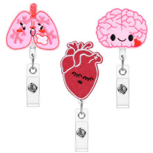 OFFCUP Badge Reel Holder, 3pcs Retractable Felt Badge Reels, Cute ID Badge Holder Felt Nurse Reel Retractable Lanyard Clips for Nurse Doctor Teacher