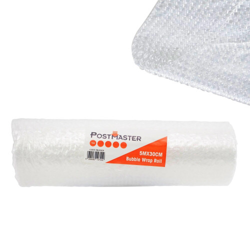 Postmaster Large Bubble Wrap Roll 300mm x 5m - Small Air Bubbles Packaging for Moving