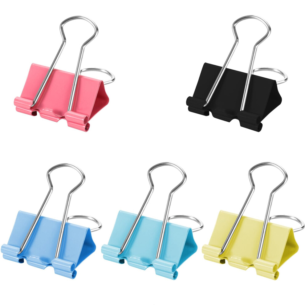 Binder Clips 41Mm Colored Bulldog Clips Foldback Clips 12Pcs Large Swallowtail Clip File Money Paper Stationary Clamps For Office School Home Kitchen 5051227169587