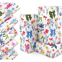 QRTDXP 5 Sheet Gift Wrapping Paper with Flower and Bows,50 * 70cm Large Birthday Pape