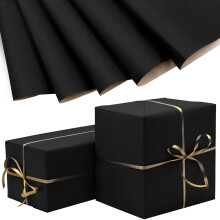 5Pcs Black Wrapping Paper,50 * 70cm Kraft Wrapping Paper for Birthday Christmas Weddi