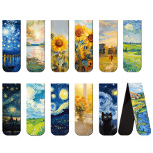 Uniclife 12 Pcs Magnetic Bookmark with Oil Painting Designs, Bookmarks for Women, Magnet Book Marks for Book Lovers
