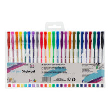 EXERZ Gel Pen Set 24pcs Rainbow Colour Arts and Crafts -Fine Ink Ballpoint Pens, Vibrant Colour, Free Flowing, Include Glitter, Neon