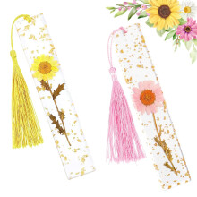Bookmarks for Women with Tassels NOCHME 2 Pack Epoxy Resin Dried Brightly Colour Real