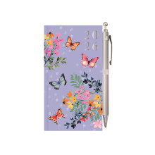 2026 Slim Pocket Diary Week to View & Pen - Purple Butterfly Floral Wallet Size Hardc