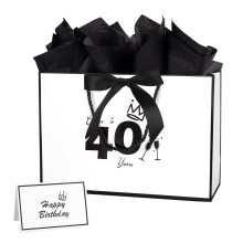 12.6Inch 40th Birthday Gift Bag with gift Card and Tissue Paper for Men Women's 40th