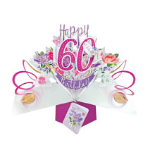 Female 60th Birthday Pop-Up Greeting Card Original Second Nature 3D Pop Up Cards