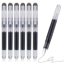 TIESOME Disposable Fountain Pens, Black Ink Smooth Writing Pens Quick-Drying Liquid ink Fine Nib for School Office Gift Supplies 6PCS