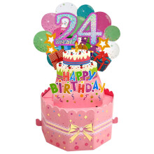 24th Birthday Cards 3D Popup matching Envelope Greeting Cards for Women Girls age24-0