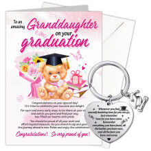 HOWAF Graduation Card Granddaughter, Congratulations Card with Keyring, Graduation Gi