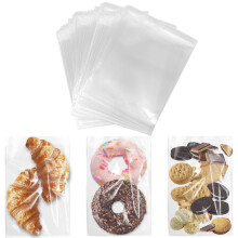 100pcs Cookie Bags, Clear Cellophane Bags Small Cellophane Bags Self-Adhesive Biscuit