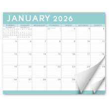 S&O Teal 2026 Magnetic Fridge Calendar - Tear-Off Refrigerator Calendar to Track Even
