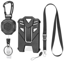 1 Pack Heavy Duty Retractable Keychain, with 31.5" Steel Cord, 1 PCS ID Badge Holder