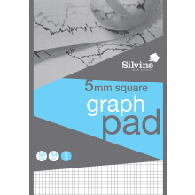 Silvine A4 Professional Graph Pad. 50 Sheets of Quality 90gsm Paper, Printed 5mm Squa