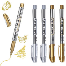 JEOPKO 4 Pcs Metallic Marker Pens, Metallic Pens Silver and Gold Writing Pen for Card