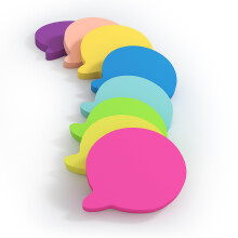 8 Pads-75 x 75 mm Bubble Speech Shaped Cute Sticky Notes,8xBrilliant Colors Collectio