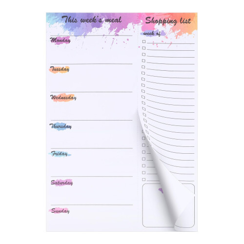 Thboxes Weekly Meal Planner and Shopping List Pad, 60 Sheets Undated Magnetic Notepad