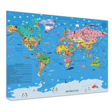 Children's World Map Poster for Wall – Large A1 Illustrated World Map for Kids Globe
