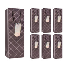 6Pack Black Wine Gift Bags,13.7" Luxury Bottle Bags with Gift Tags for Men Women's Bi