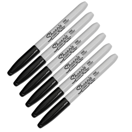 Sharpie 6 x Sharpie Permanent Marker Fine Point Black - NEW