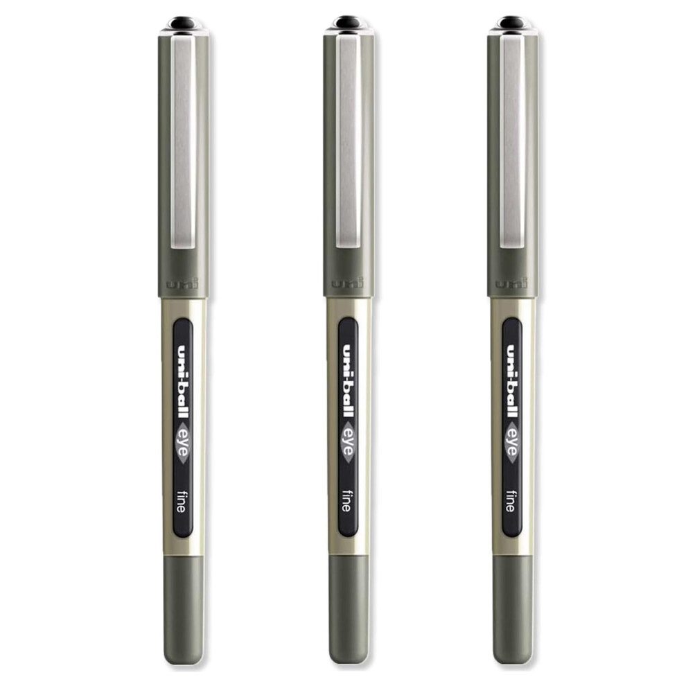 Uni-Ball Set Of 3 Rollerball Pens – Plain Ball – Black