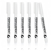 Sumajuc 6pcs White Fabric Pen - 1mm Quick Dry, Waterproof Laundry Marker for Paper, Wood, Fabric, Rock, Glass, Plastic