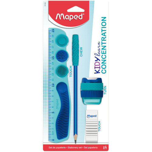 Maped -4-piece set Kidy Learn Concentration - Ruler - Pencil sharpeners - Eraser - Gr