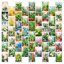 50 Pcs Floral Botanical Postcards Set -Nature Watercolor Style,Watercolor Flower & Pl