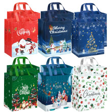 DECHISY 12Pack Small Christmas Gifts Bags, Non-Woven Reusable Christmas Bags, Xmas To