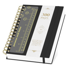 AOOSU A5 Spiral Notebook, Wirebound Notebooks 300 Pages/150 Sheets with Pocket Hardco