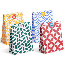 Parmedu Assorted Color Paper Gift Bags: 48 Medium Gift Bag - 24 * 17 * 8CM with 48 Stickers, Food Grade Take-out Bags for Christmas, Festivals, Birth