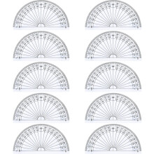 Plastic Protractor for Angle Measurement Student Math 180 Degrees, 4 Inches, Clear, 10 Pack