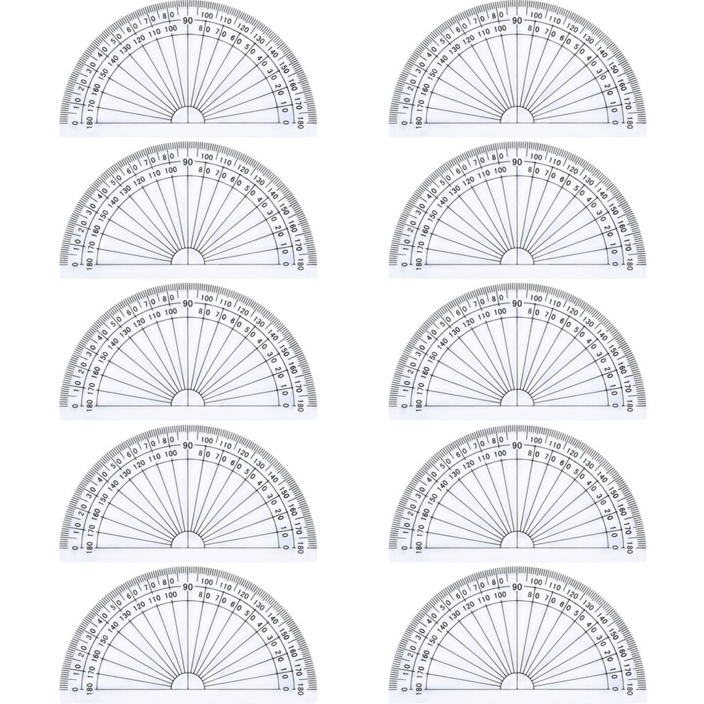 Photos - Other Office Equipment Plastic Protractor for Angle Measurement Student Math 180 Degrees, 4 Inches, Clear, 10 Pack
