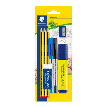 STAEDTLER 60 BK-4 Noris Office Set - Assorted Stationery Pack with 3 Graphite Pencils