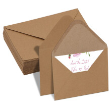C6 Kraft Fleck Envelopes 114mm x 162mm Pack of 50 , Vintage Brown Self Seal, C6 Kraft Envelopes, for Weddings, Invitation, Christmas Day Gift Cards