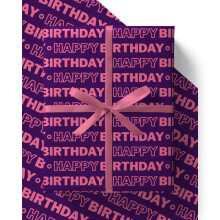 4 x Birthday Wrapping Paper for Women - HUGE 43% BIGGER [84cm x 60cm] Premium Eco Pink & Purple Gift Wrap for Her, Girls, Mum, Wife, Sister or Friend