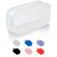 Soul Projekt Large Clear Pencil Case White, Make Up Travel Bag, Portable PVC Pouch Or