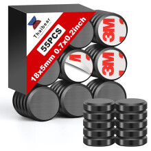 Thaibear 55 Pack Ceramic Craft Magnets - 18 mm x 5 mm - Round Disc with 3M Adhesive B