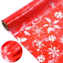 80cm*1500cm Red Cellophane Wrap Roll,DXTXTJ Christmas Cellophane Wrap, Bell Transpare