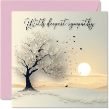 Sympathy Cards Thinking of You Cards - Deepest Sympathy - Tree & Butterflies Condolen