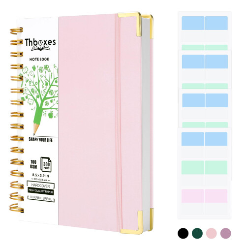Thboxes A5 Notebook, 300 Pages A5 Notepad Spiral Notebook, 100GSM College Ruled Paper