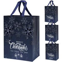 Large Christmas Gifts Bags 4Pcs,41 * 30 * 18 Christmas Presents Bags,Silver Snowflake
