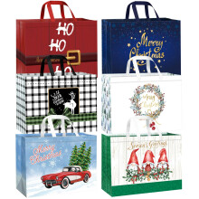 DECHISY 6 Pack Extra Large Christmas Bags,43cm Reusable Non-Woven Christmas Tote Bags