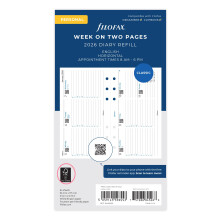 Filofax Personal horizontal week on two pages with appointments English 2026 diary 26